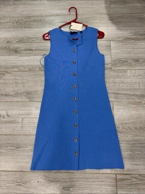 Ted Baker Royal Blue Sleeveless Button-Front Mini Dress XS